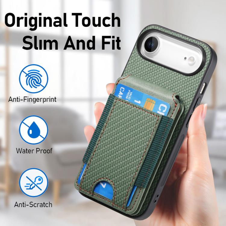 For iPhone Air Carbon Fiber Vertical Flip Wallet Stand Phone Case