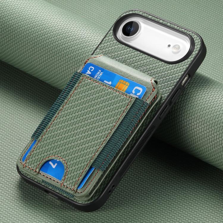 For iPhone Air Carbon Fiber Vertical Flip Wallet Stand Phone Case