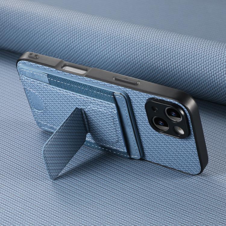 For iPhone Air Carbon Fiber Fold Stand Elastic Card Bag Phone Case