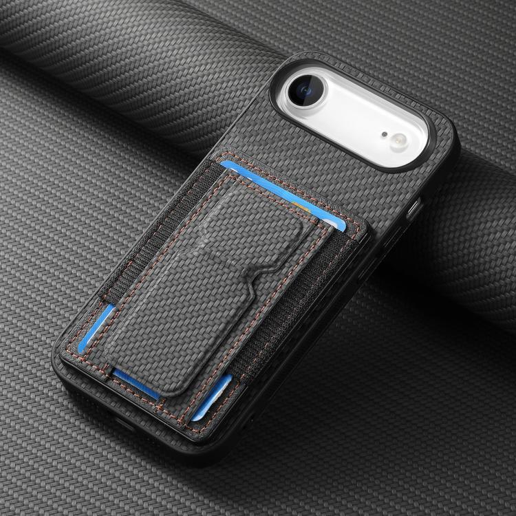 For iPhone Air Carbon Fiber Fold Stand Elastic Card Bag Phone Case