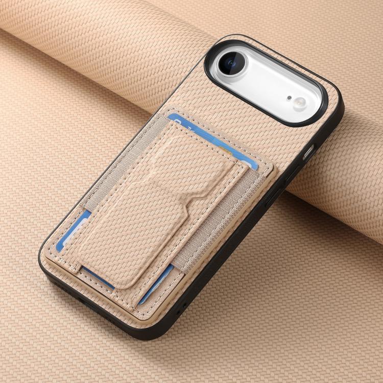 For iPhone Air Carbon Fiber Fold Stand Elastic Card Bag Phone Case