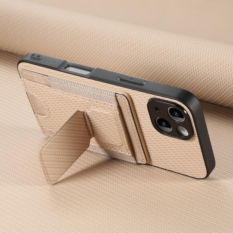 For iPhone Air Carbon Fiber Fold Stand Elastic Card Bag Phone Case