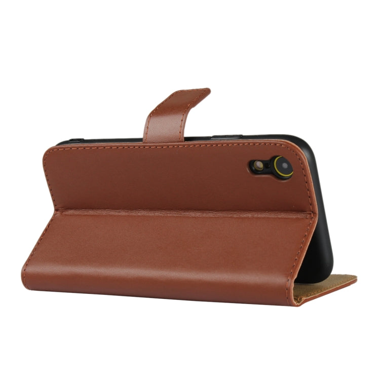 For iPhone XR Leather Horizontal Flip Holster with Magnetic Clasp and Bracket and Card Slot and Wallet