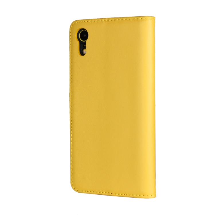 For iPhone XR Leather Horizontal Flip Holster with Magnetic Clasp and Bracket and Card Slot and Wallet