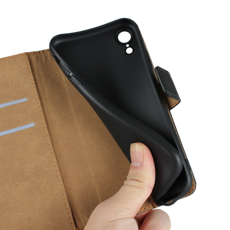 For iPhone XR Leather Horizontal Flip Holster with Magnetic Clasp and Bracket and Card Slot and Wallet