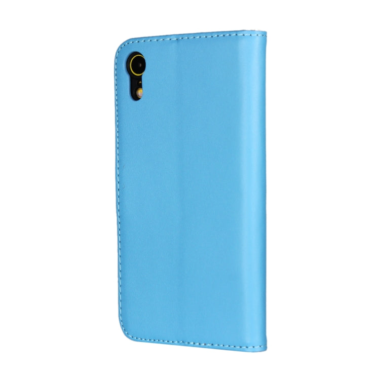 For iPhone XR Leather Horizontal Flip Holster with Magnetic Clasp and Bracket and Card Slot and Wallet