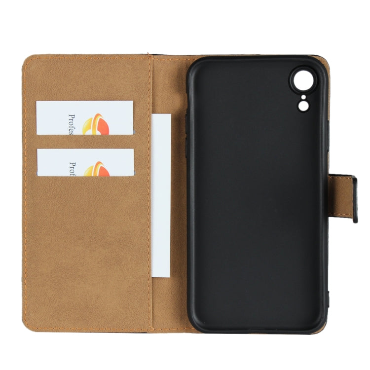 For iPhone XR Leather Horizontal Flip Holster with Magnetic Clasp and Bracket and Card Slot and Wallet