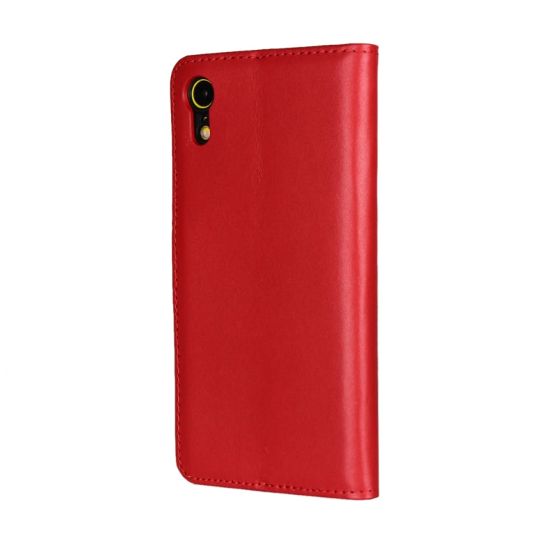 For iPhone XR Leather Horizontal Flip Holster with Magnetic Clasp and Bracket and Card Slot and Wallet