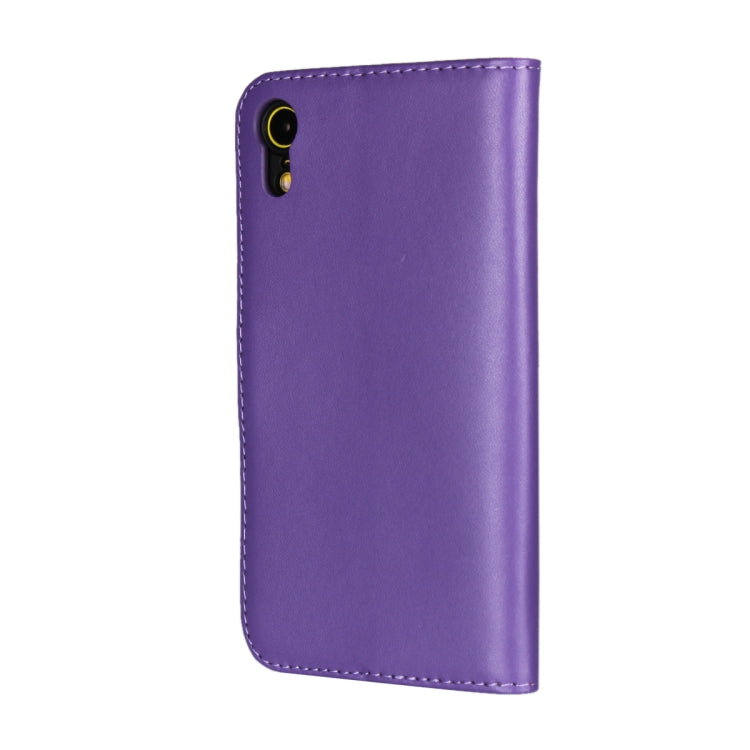 For iPhone XR Leather Horizontal Flip Holster with Magnetic Clasp and Bracket and Card Slot and Wallet