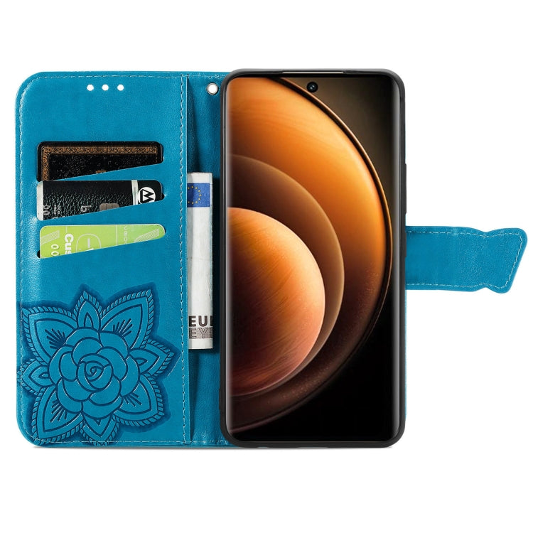 For vivo X100 Butterfly Love Flower Embossed Leather Phone Case