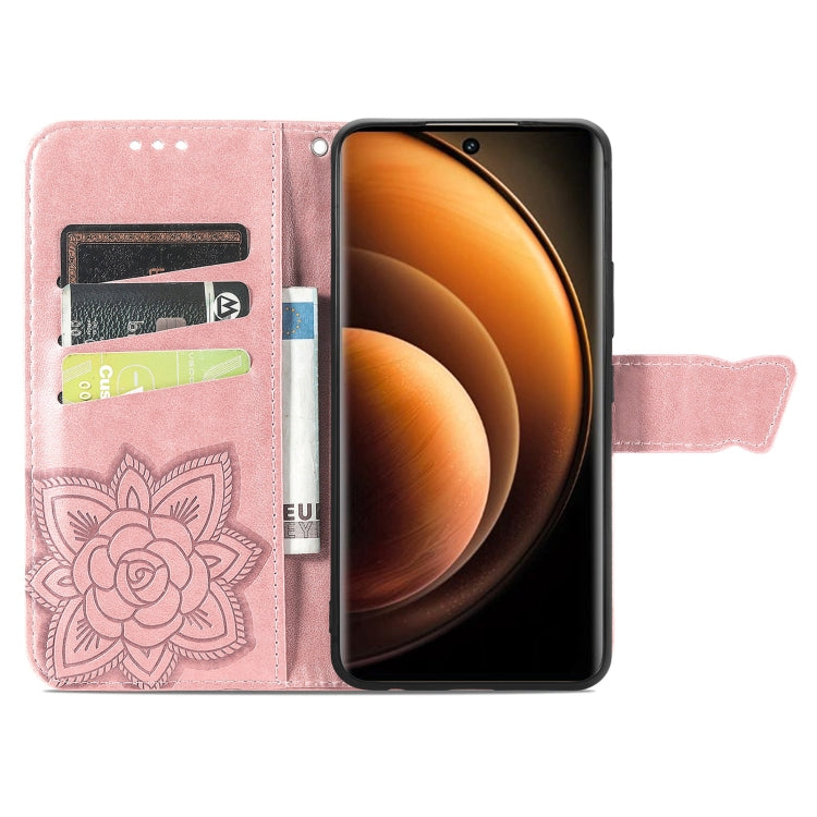 For vivo X100 Butterfly Love Flower Embossed Leather Phone Case