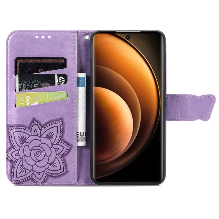 For vivo X100 Butterfly Love Flower Embossed Leather Phone Case