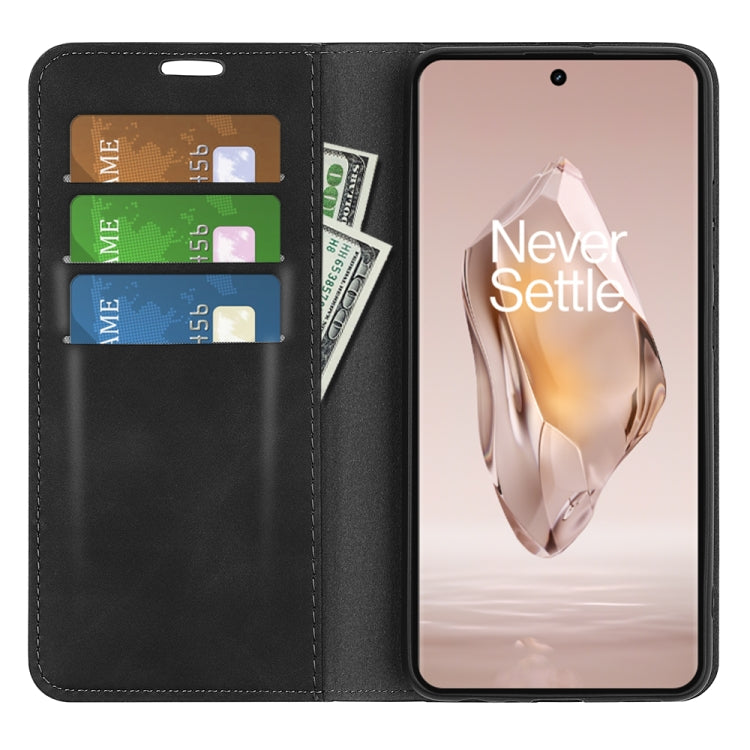For OnePlus 12R Retro-skin Magnetic Suction Leather Phone Case