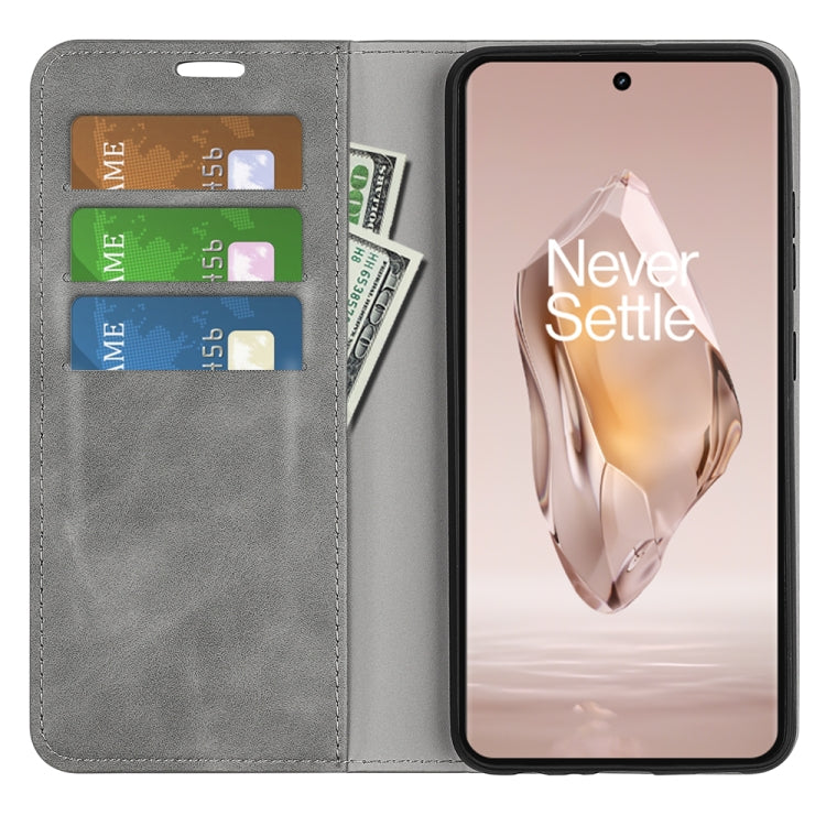 For OnePlus 12R Retro-skin Magnetic Suction Leather Phone Case