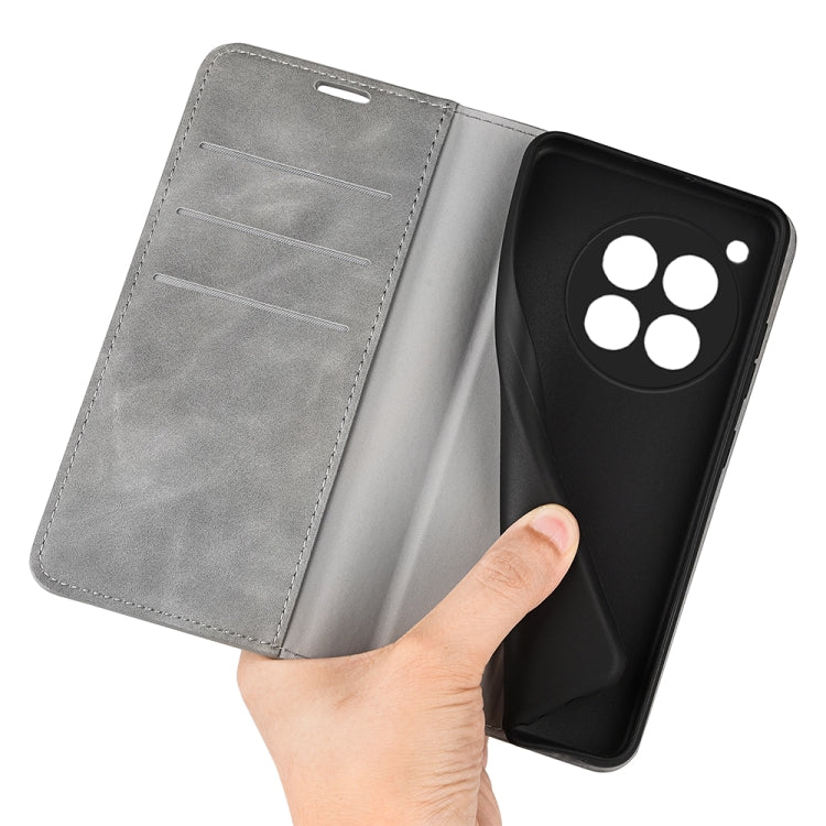 For OnePlus 12R Retro-skin Magnetic Suction Leather Phone Case