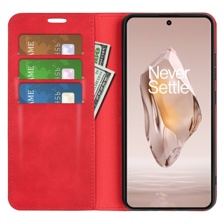 For OnePlus 12R Retro-skin Magnetic Suction Leather Phone Case