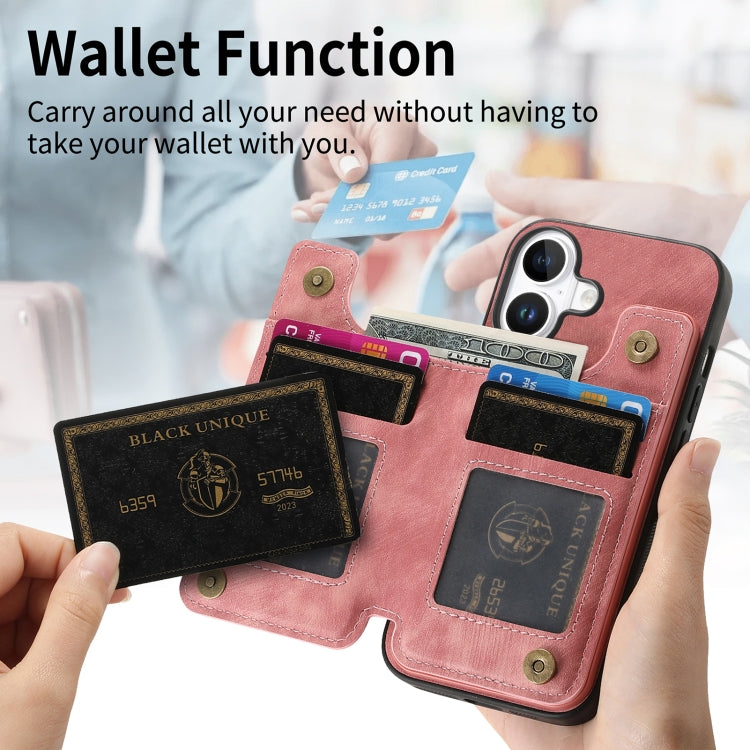For iPhone 16 Plus Retro Leather Zipper Wallet Back Phone Case
