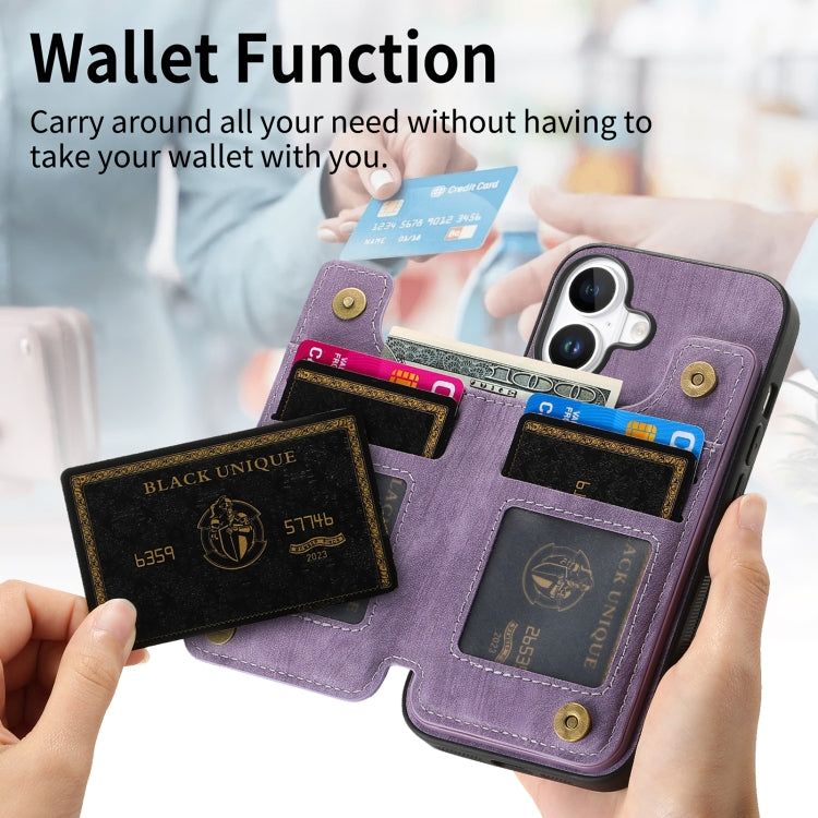 For iPhone 16 Plus Retro Leather Zipper Wallet Back Phone Case