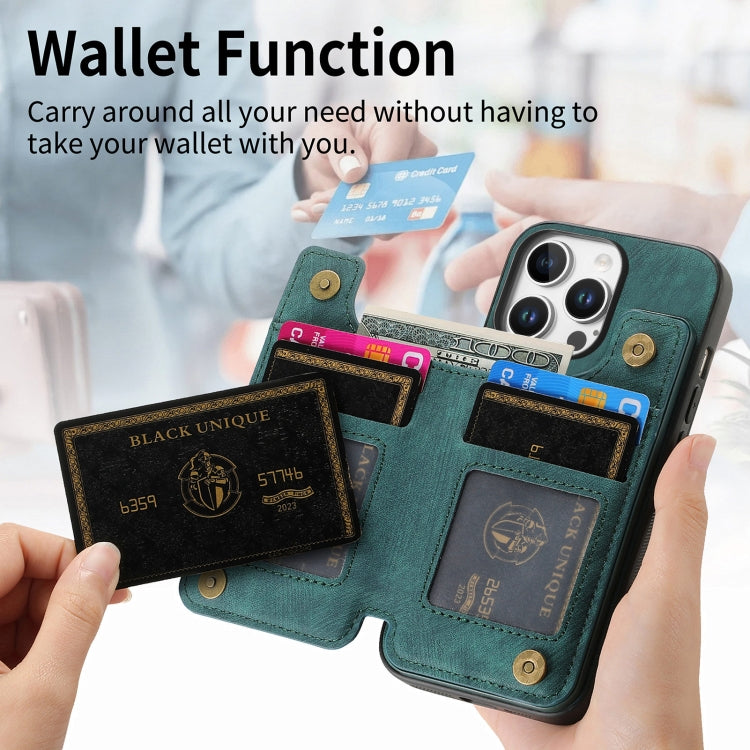 For iPhone 16 Pro Max Retro Leather Zipper Wallet Back Phone Case