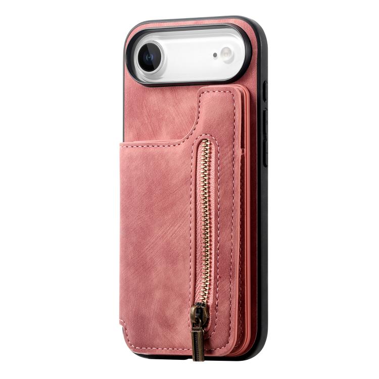 For iPhone Air Retro Leather Zipper Wallet Back Phone Case