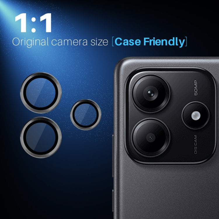 For Xiaomi Redmi Note 14 5G NORTHJO Camera LensCD Vein Metal Ring Tempered Glass Film