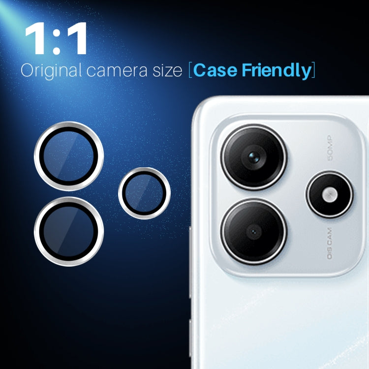 For Xiaomi Redmi Note 14 5G NORTHJO Camera LensCD Vein Metal Ring Tempered Glass Film