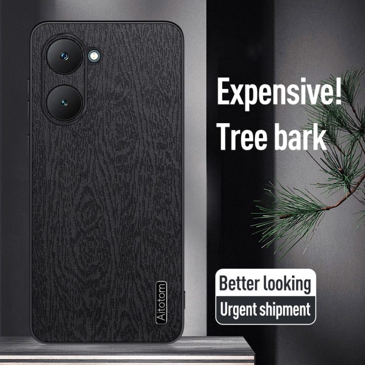 For vivo Y03 4G Tree Bark Leather Shockproof Phone Case