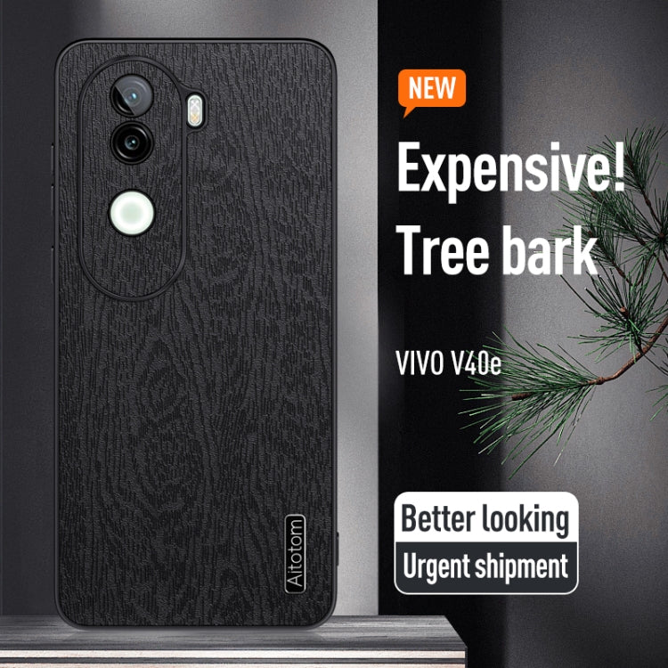 For vivo V40e Tree Bark Leather Shockproof Phone Case