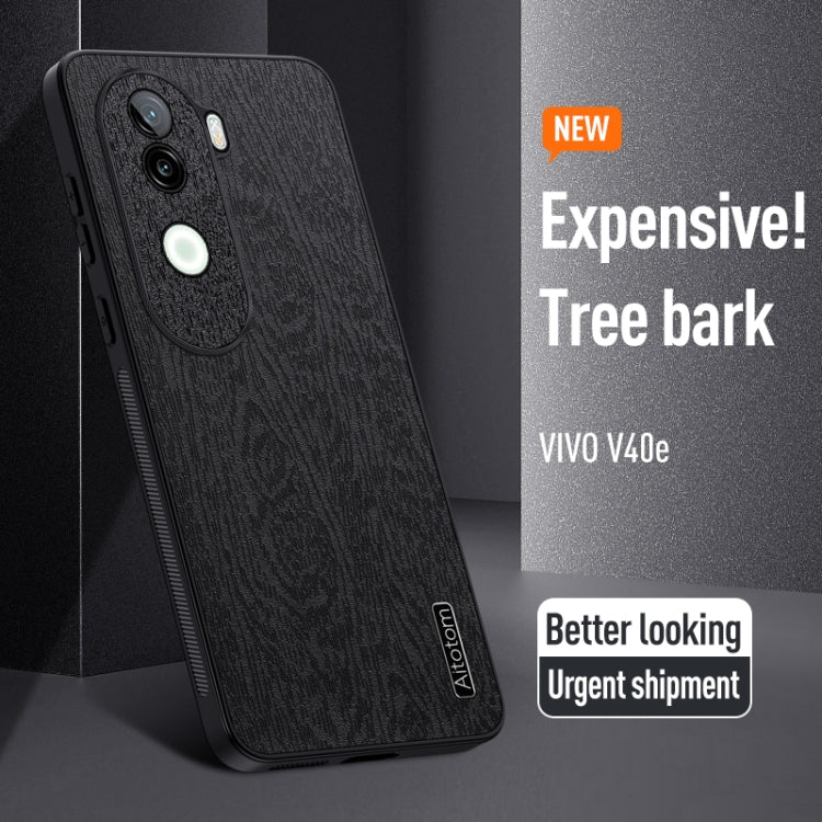 For vivo V40e Tree Bark Leather Shockproof Phone Case