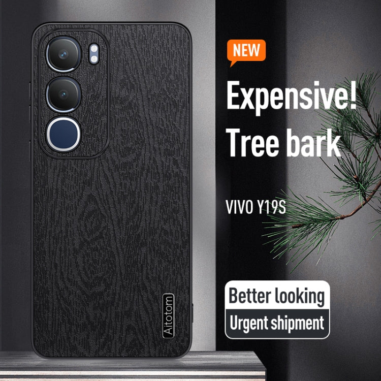 For vivo Y19s Tree Bark Leather Shockproof Phone Case