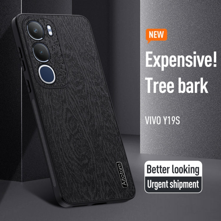 For vivo Y19s Tree Bark Leather Shockproof Phone Case
