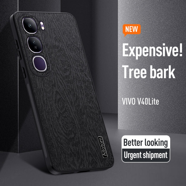 For vivo V40 Lite Tree Bark Leather Shockproof Phone Case