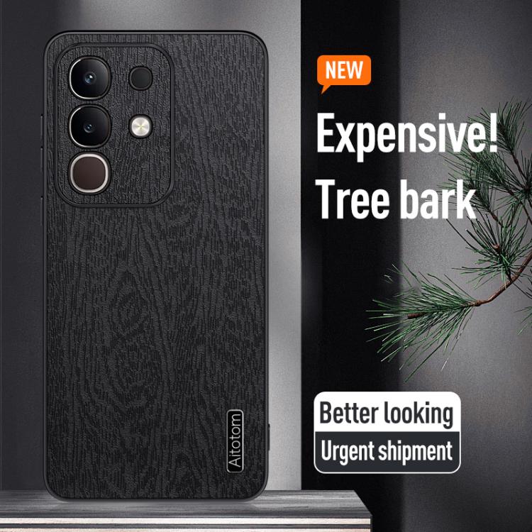 For vivo Y29 4G Tree Bark Leather Shockproof Phone Case