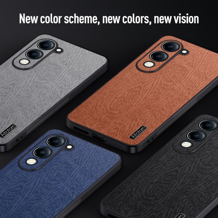 For vivo Y04 Tree Bark Leather Shockproof Phone Case