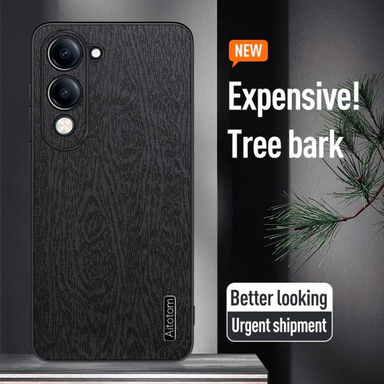 For vivo Y04 Tree Bark Leather Shockproof Phone Case