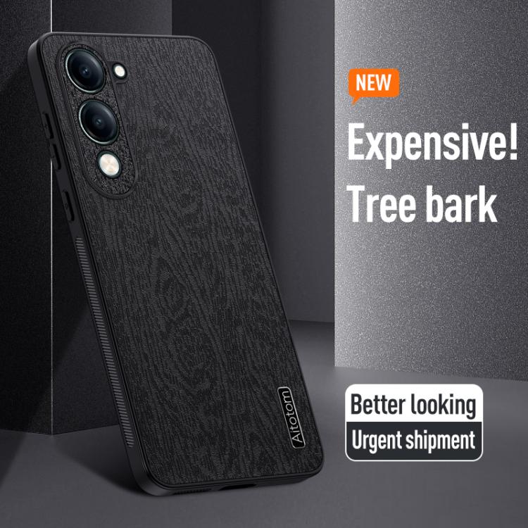 For vivo Y04 Tree Bark Leather Shockproof Phone Case