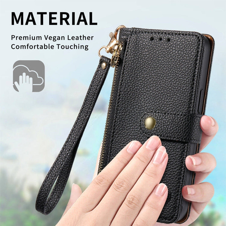 For Realme 12 Love Zipper Lanyard Leather Phone Case