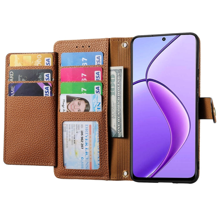 For Realme 12 Love Zipper Lanyard Leather Phone Case