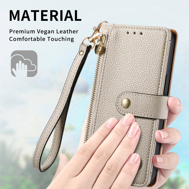 For Realme 12 Love Zipper Lanyard Leather Phone Case