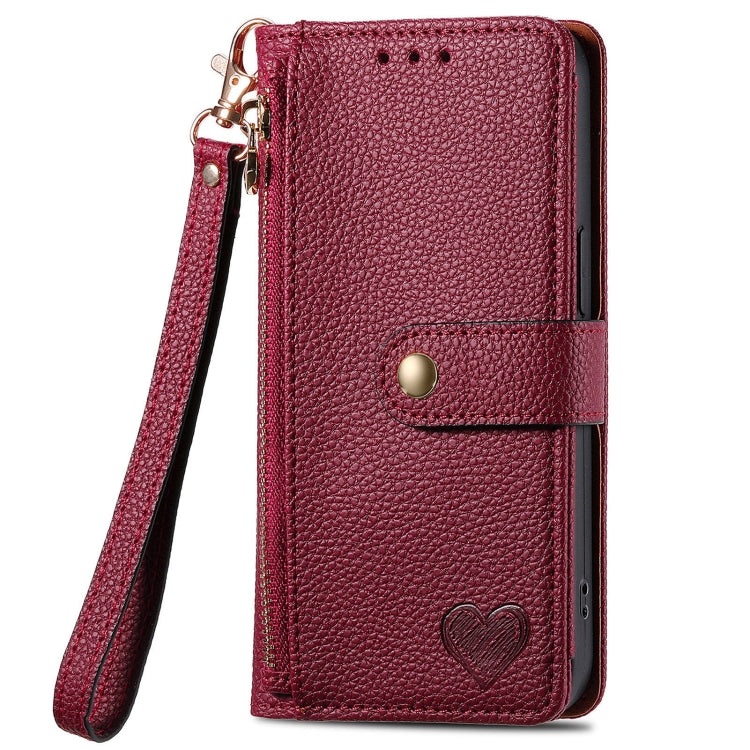 For Realme 12 Love Zipper Lanyard Leather Phone Case