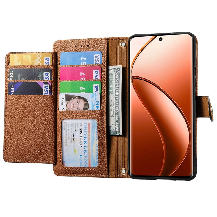 For Realme 12 Pro+ Love Zipper Lanyard Leather Phone Case