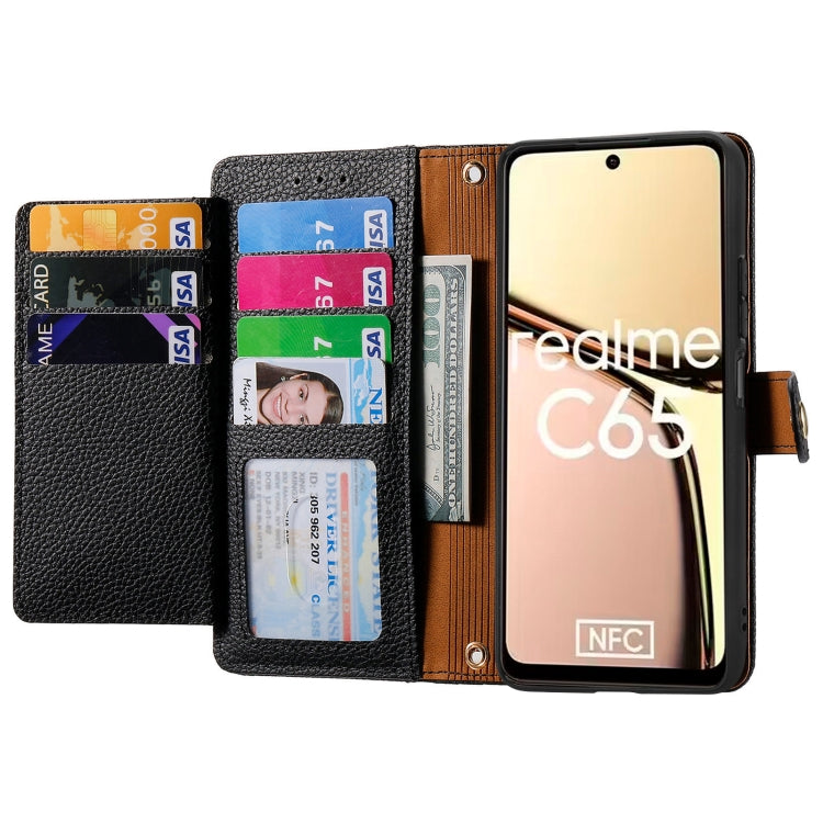 For Realme C65 Love Zipper Lanyard Leather Phone Case