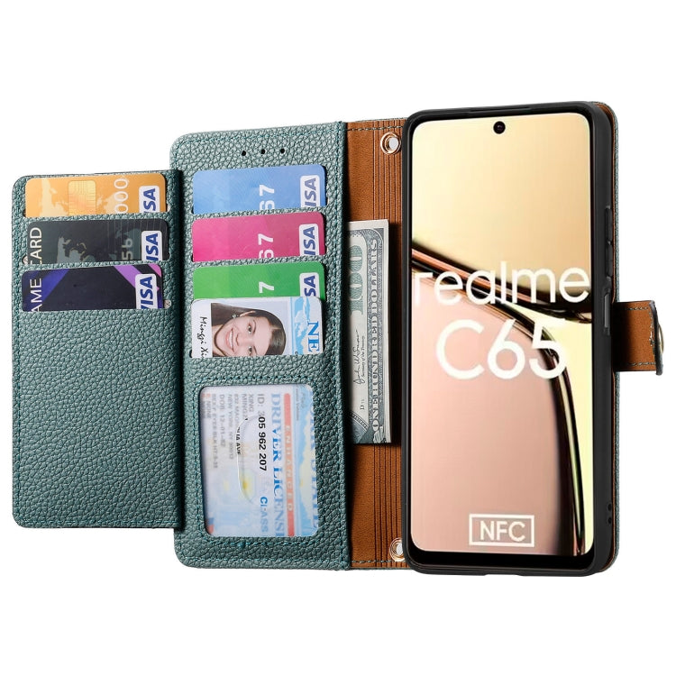 For Realme C65 Love Zipper Lanyard Leather Phone Case