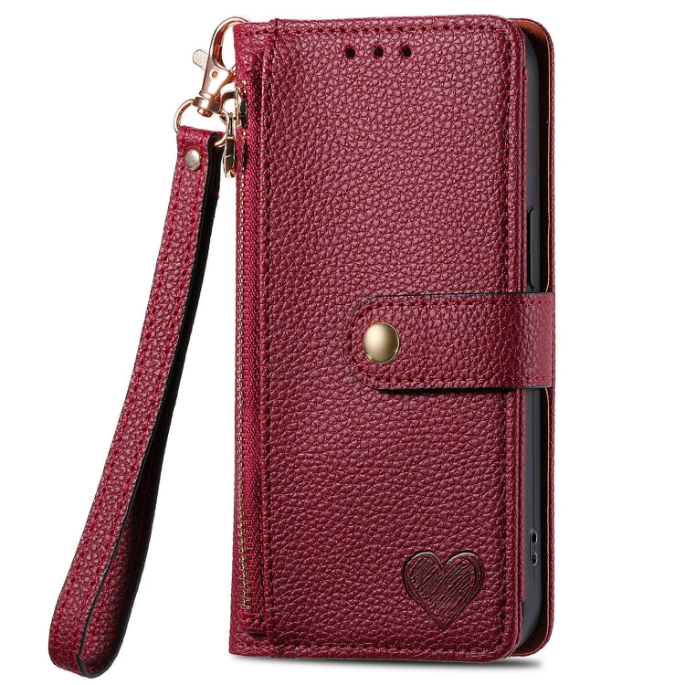 For Realme C65 Love Zipper Lanyard Leather Phone Case