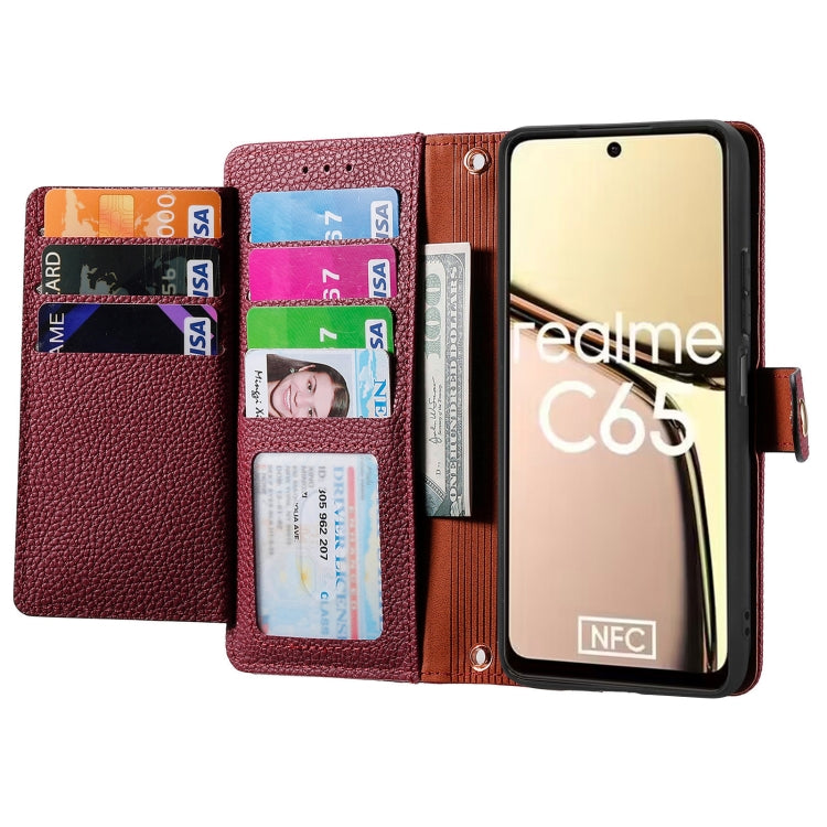 For Realme C65 Love Zipper Lanyard Leather Phone Case