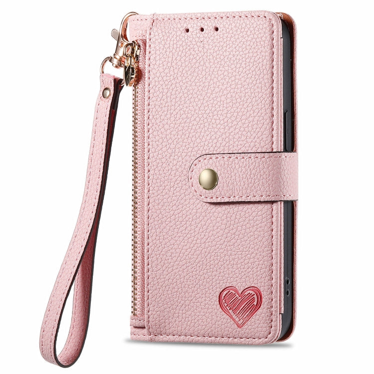For Realme Note 50 Love Zipper Lanyard Leather Phone Case