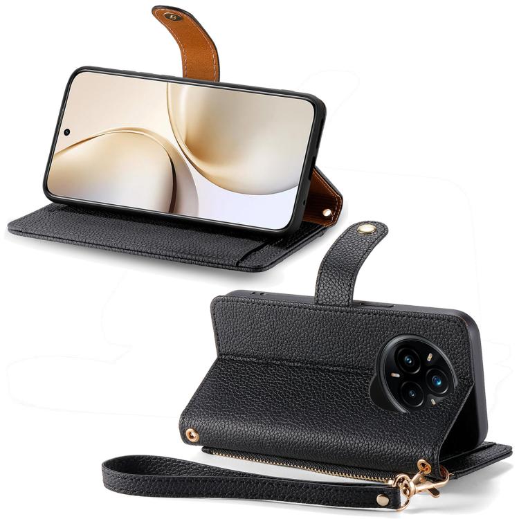 For Realme 14 Pro Love Zipper Lanyard Leather Phone Case