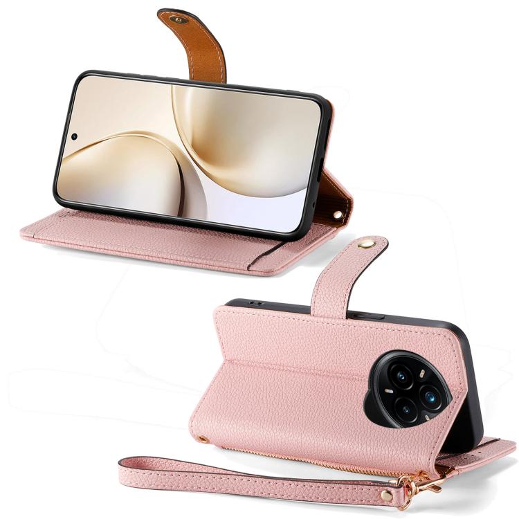 For Realme 14 Pro Love Zipper Lanyard Leather Phone Case