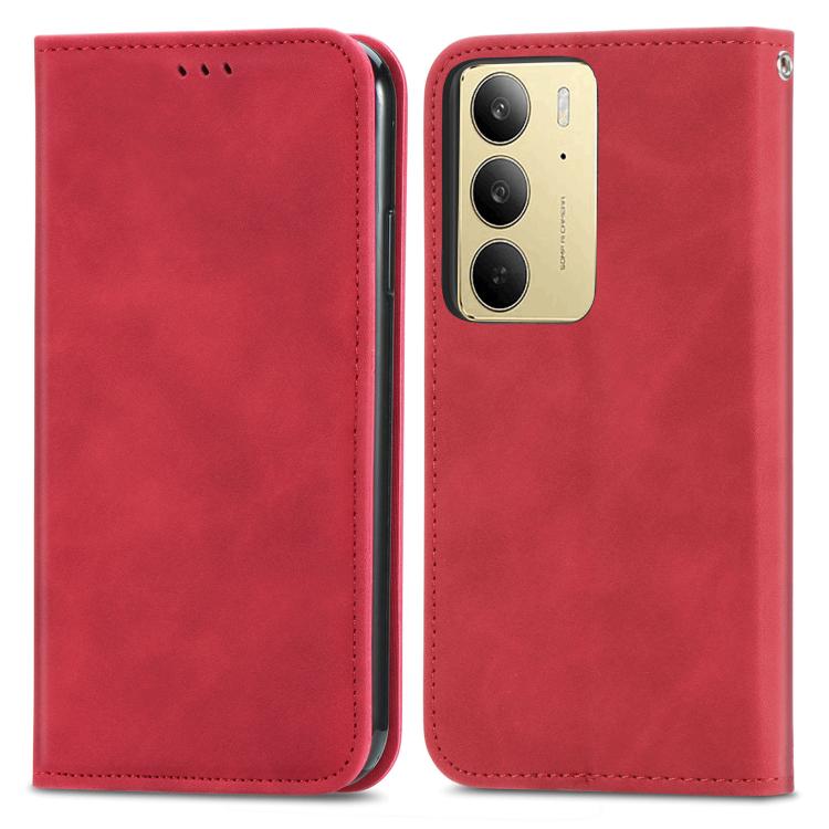 For Realme C75 Retro Skin Feel Magnetic Leather Phone Case