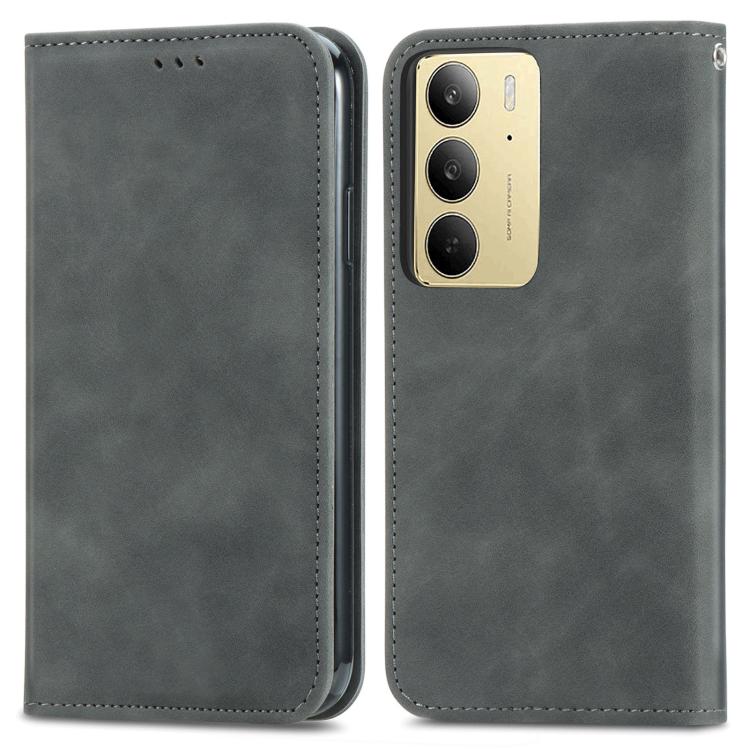 For Realme C75 Retro Skin Feel Magnetic Leather Phone Case